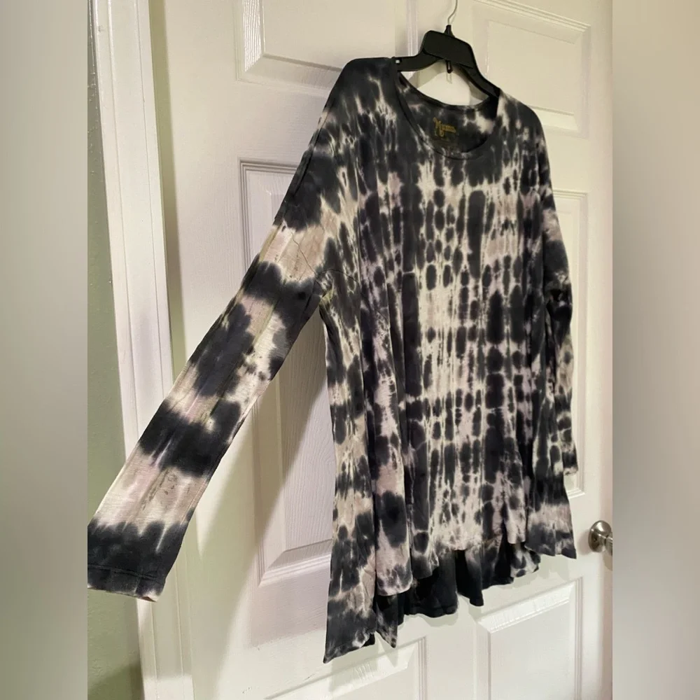 Show Me Your Mumu Mellow Tunic Top Womens L Tie Dye Long Sleeve Flowy Beach - Picture 2 of 12
